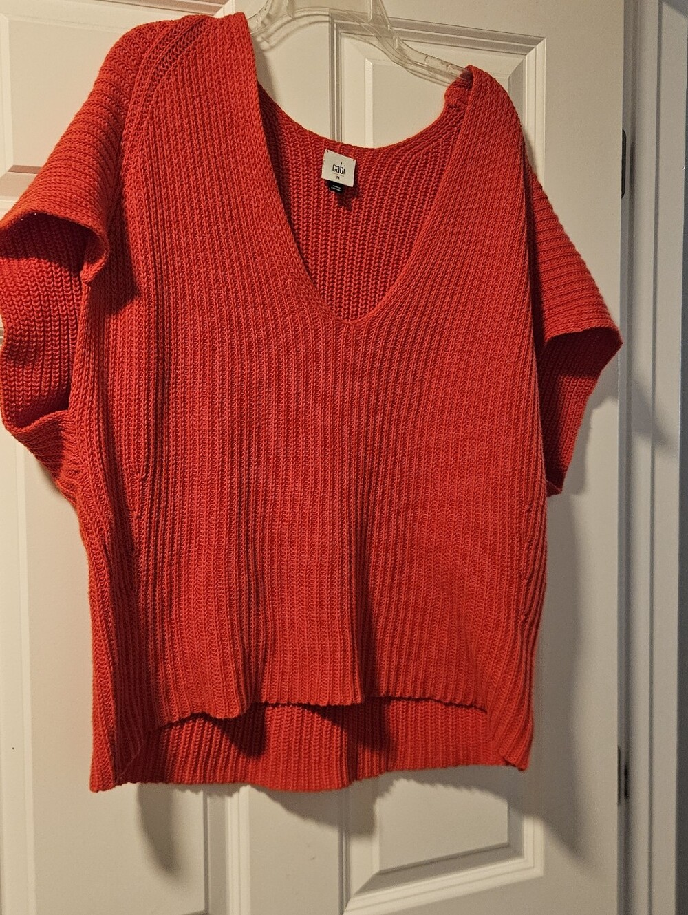 Cabi 5837 Ruby Pullover Sweater Womens M Off Shoulder Short Dolman Sleeve Red